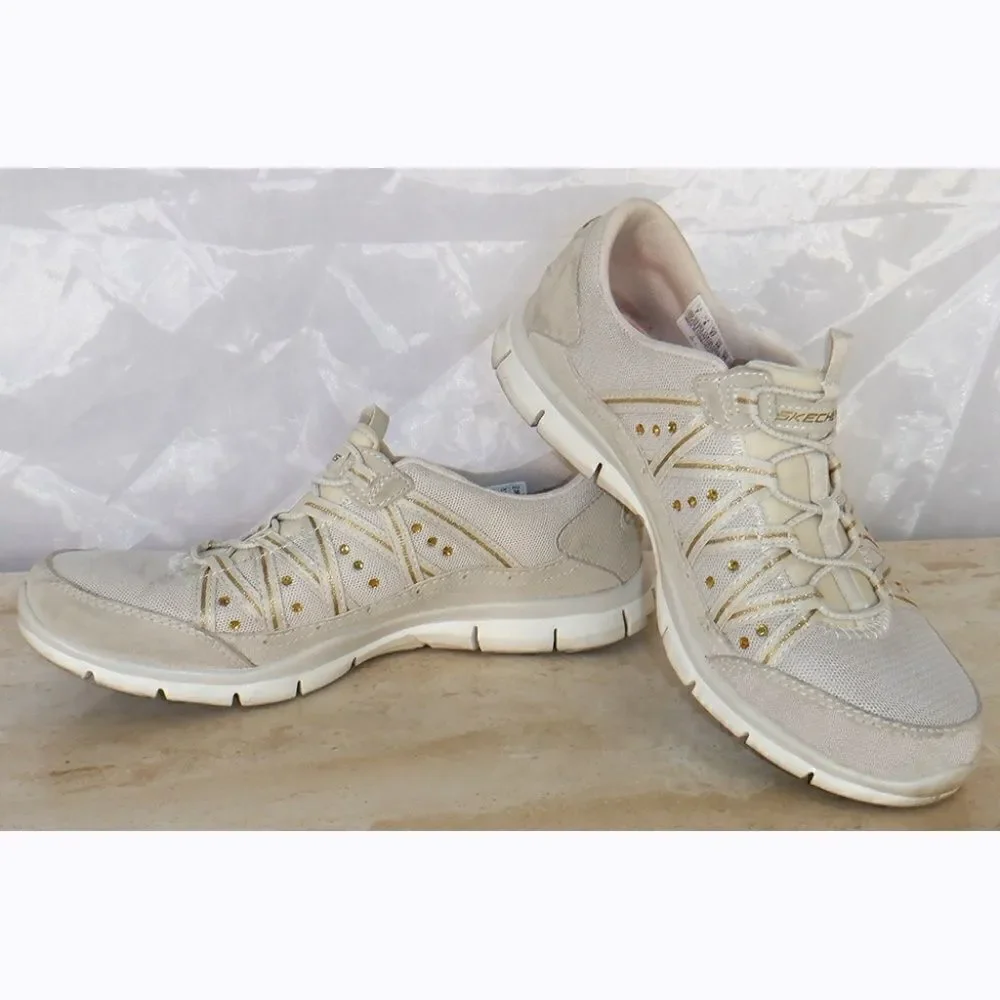 Skechers cream color bling walking shoes